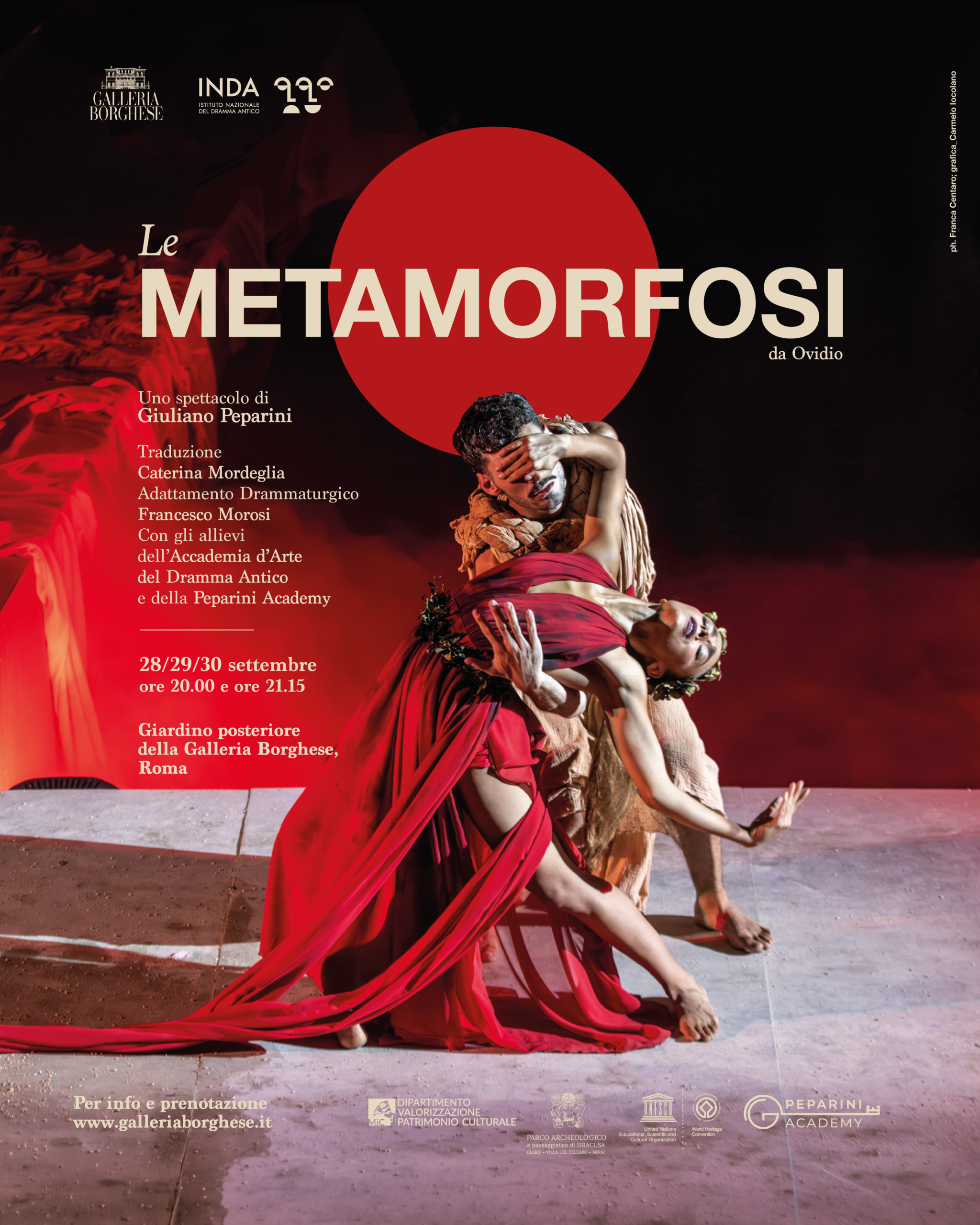 OVID ON STAGE AT GALLERIA BORGHESE: THREE EVENINGS OF PERFORMANCES AND EXTRAORDINARY OPENINGS