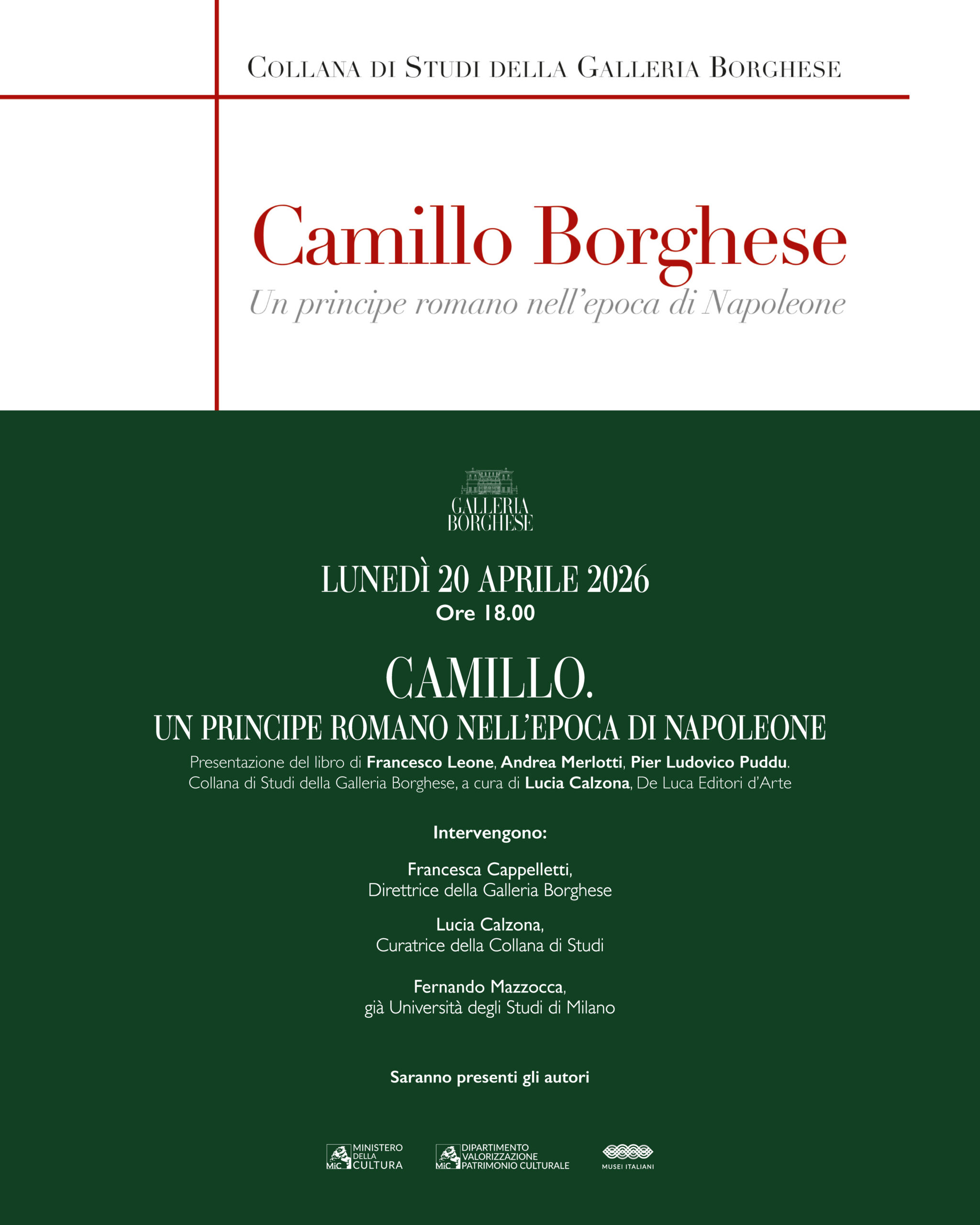 BOOK PRESENTATION: CAMILLO BORGHESE. A ROMAN PRINCE IN THE AGE OF NAPOLEON