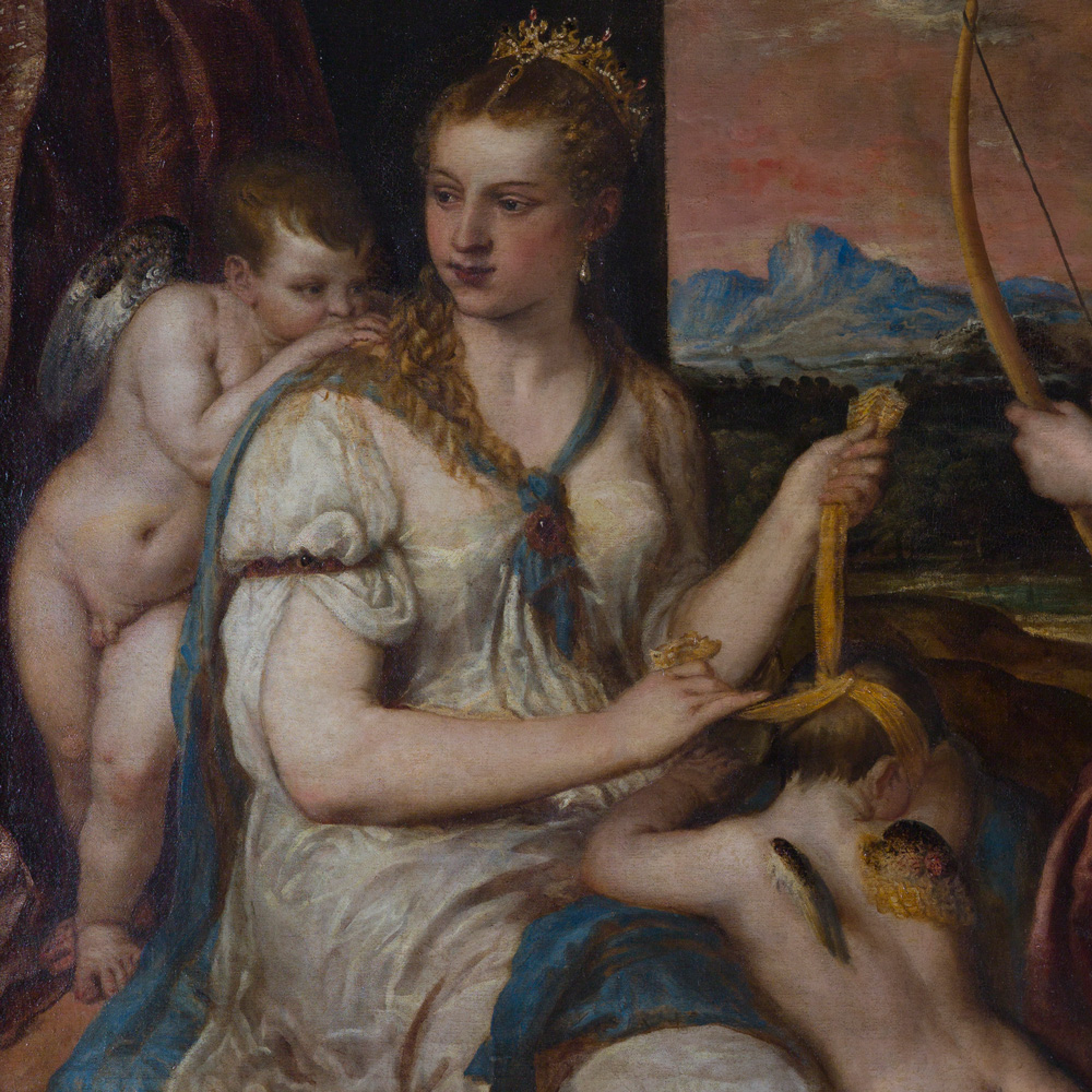 Venus blindfolding Cupid