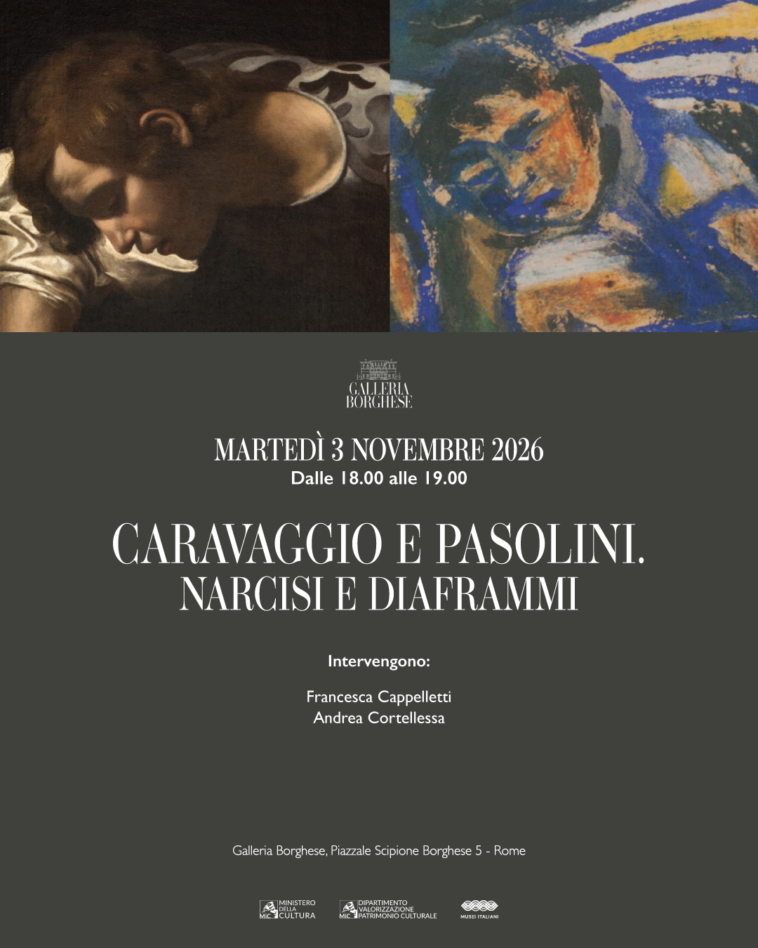 CONFERENZA: CARAVAGGIO E PASOLINI. NARCISI E DIAFRAMMI