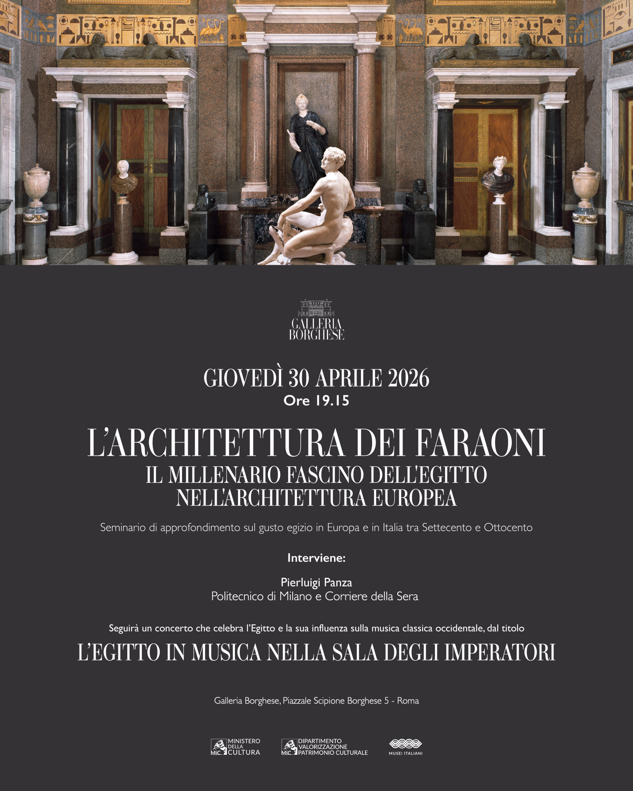 PAROLE E MUSICA: LA GALLERIA BORGHESE CELEBRA LA CULTURA EGIZIA, TRA ANTICO E MODERNO